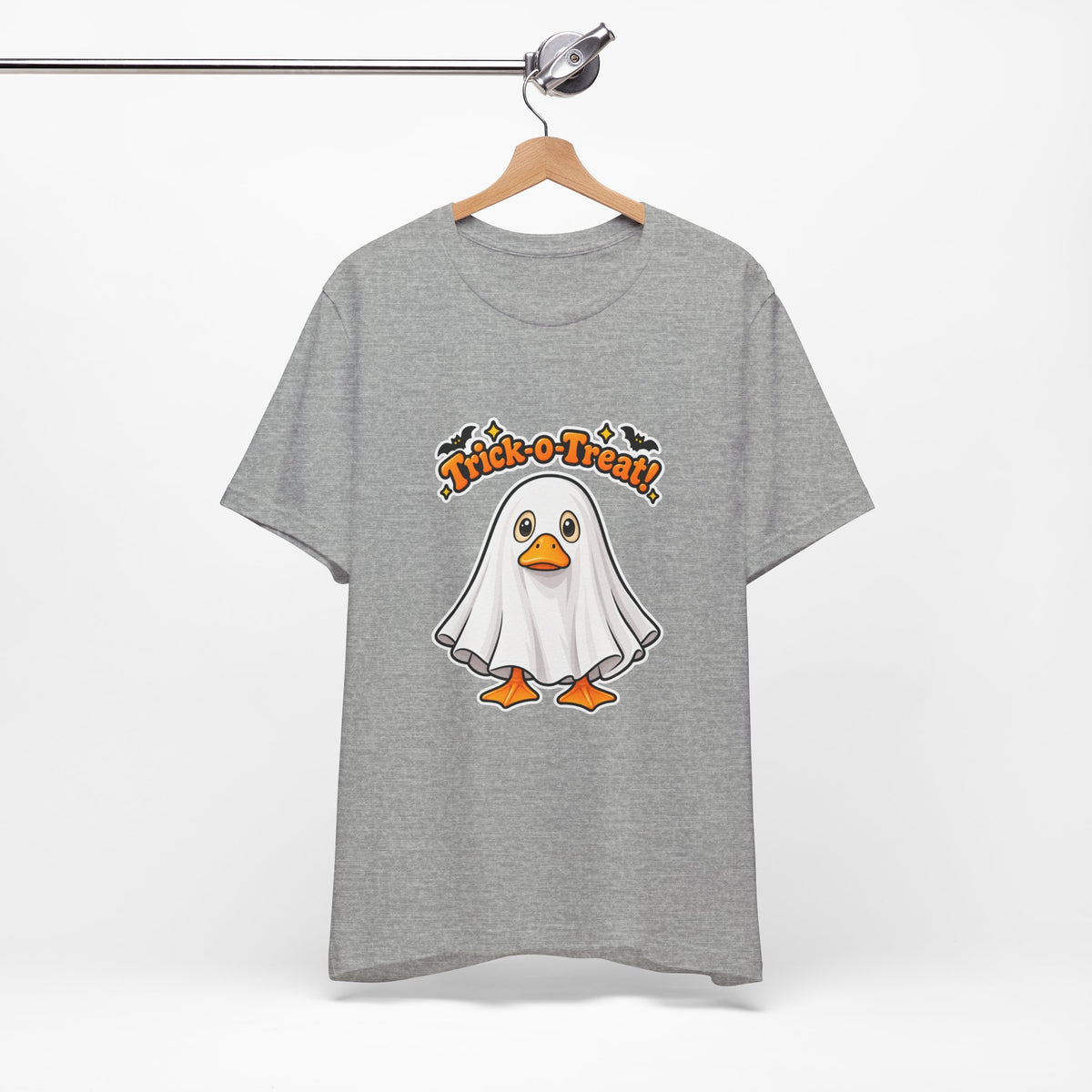 Printify | Trick-O-Treat Ghost Duck Tee | Halloween Graphic Shirt | Choose Your Color