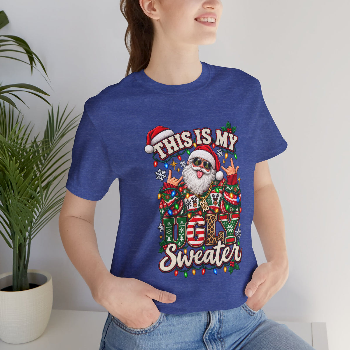 This Is My Ugly Sweater Tee | Santa Holiday Graphic T-Shirt