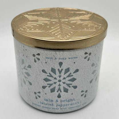 Bath & Body Works Calm & Bright Twisted Peppermint 3-Wick Candle 14.5 oz