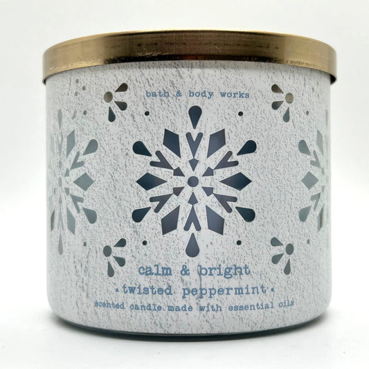 Bath & Body Works Calm & Bright Twisted Peppermint 3-Wick Candle 14.5 oz