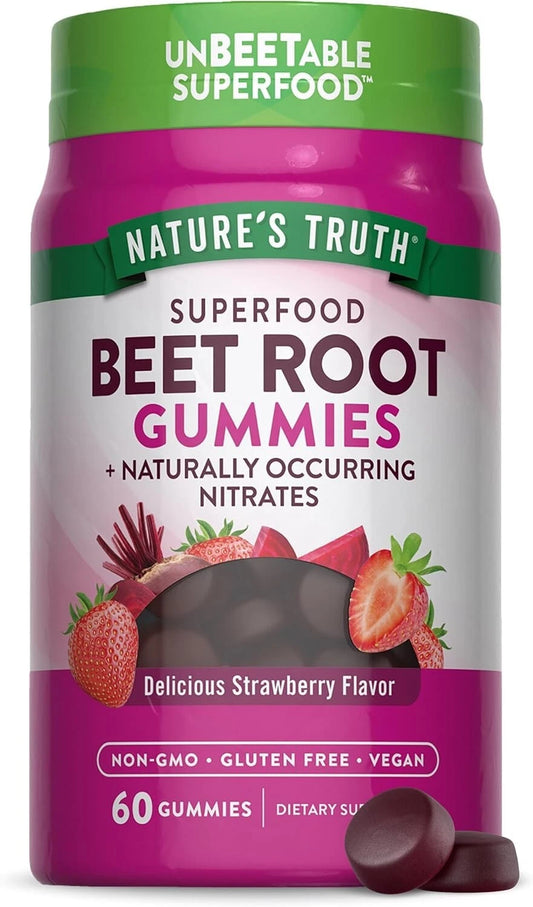 Nature's Truth Superfood Beet Root Gummies - 60 Gummies Per Bottle | 2 Bottles