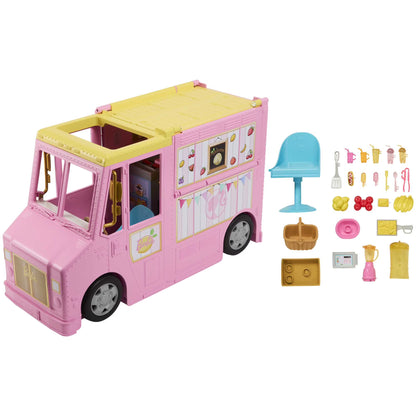 Barbie Lemonade Truck Playset with Prep & Dining Areas, 25 Pieces