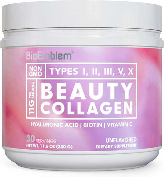 BioEmblem Beauty Collagen | 11G Hydrolyzed Multi-Collagen Peptides