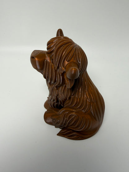 3D Printed Brown Highland Cow Figurine