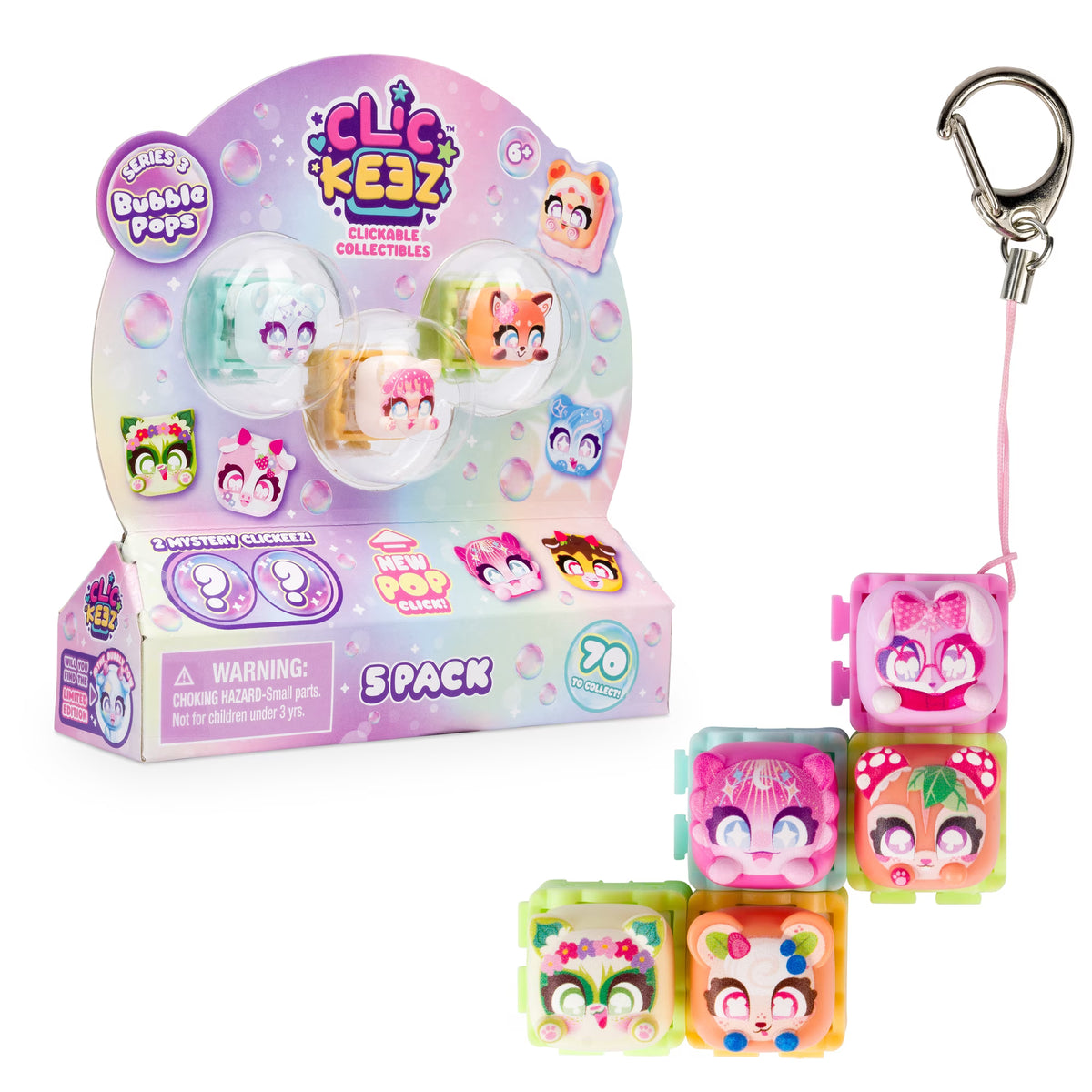 Clickeez | Series 3 | 5-Pack Collectible Keyboard Keys | Click & Clack