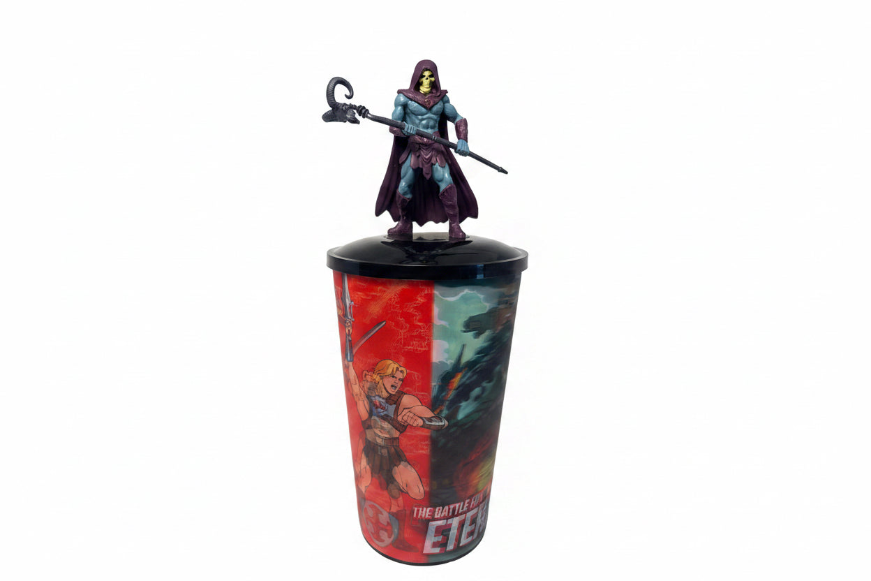 Masters of the Universe Set | Popcorn Bucket with Light Up Eyes & Lenticular Cups (Skeletor, He-Man, & Grayskull)