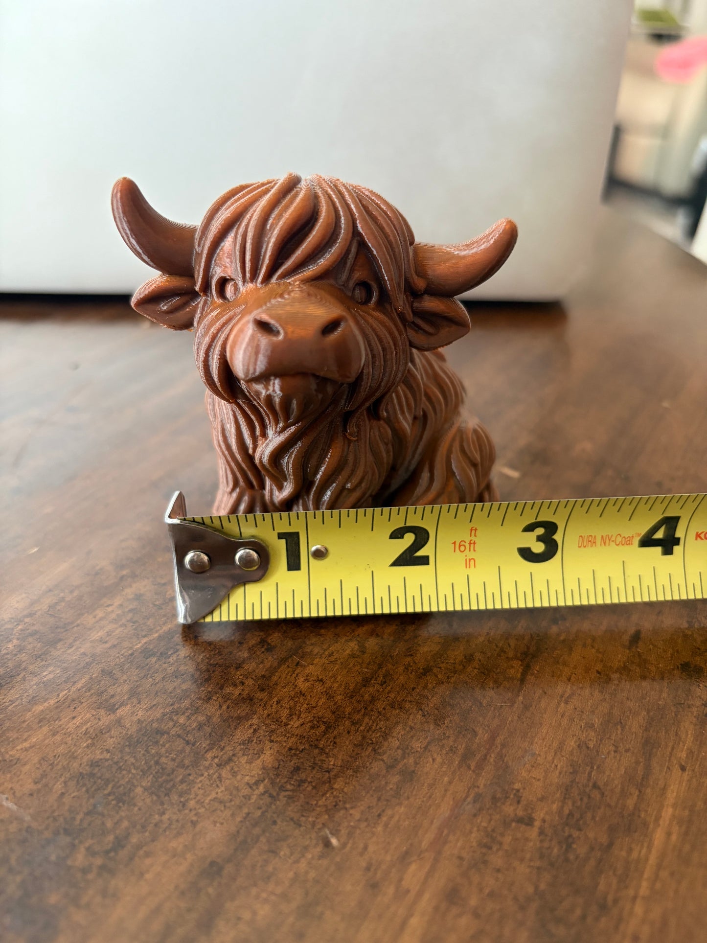 3D Printed Brown Highland Cow Figurine