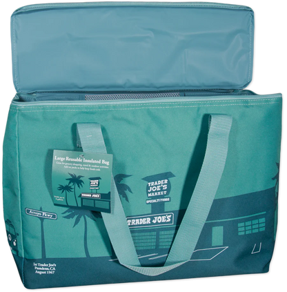 Trader Joe's Large Insulated Tote | 8 Gallon Reusable Cooler Bag | Dusty Blue