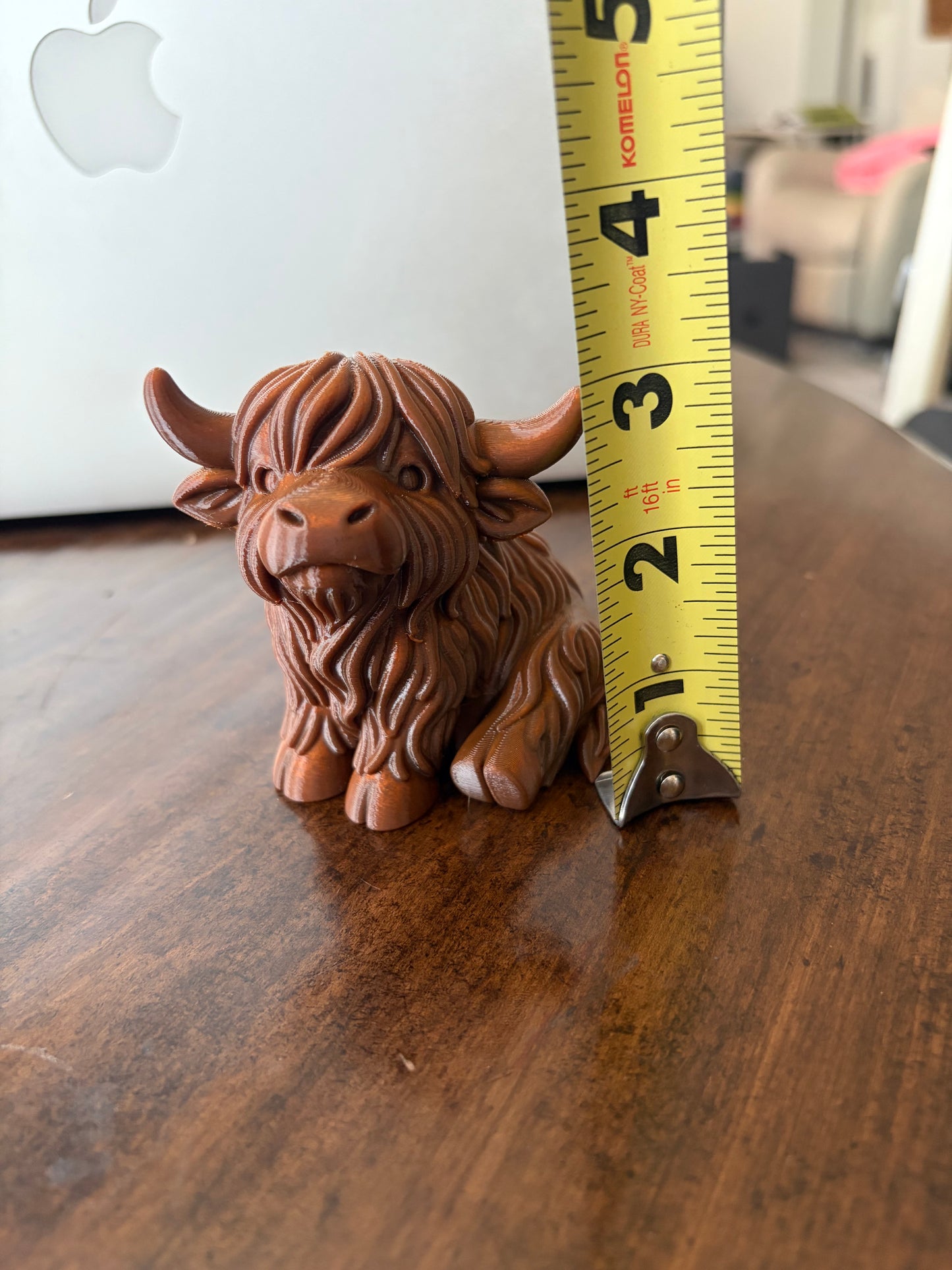 3D Printed Brown Highland Cow Figurine
