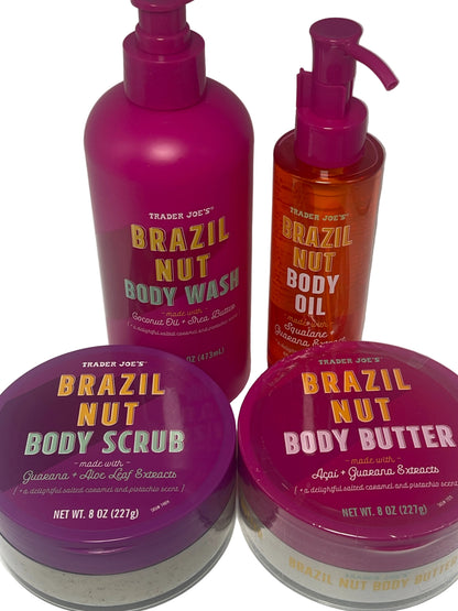 Trader Joe's Brazil Nut Set | Body Wash, Body Scrub, Body Oil & Body Butter