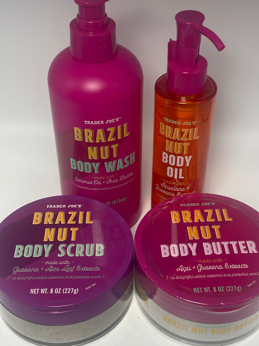 Trader Joe's Brazil Nut Set | Body Wash, Body Scrub, Body Oil & Body Butter