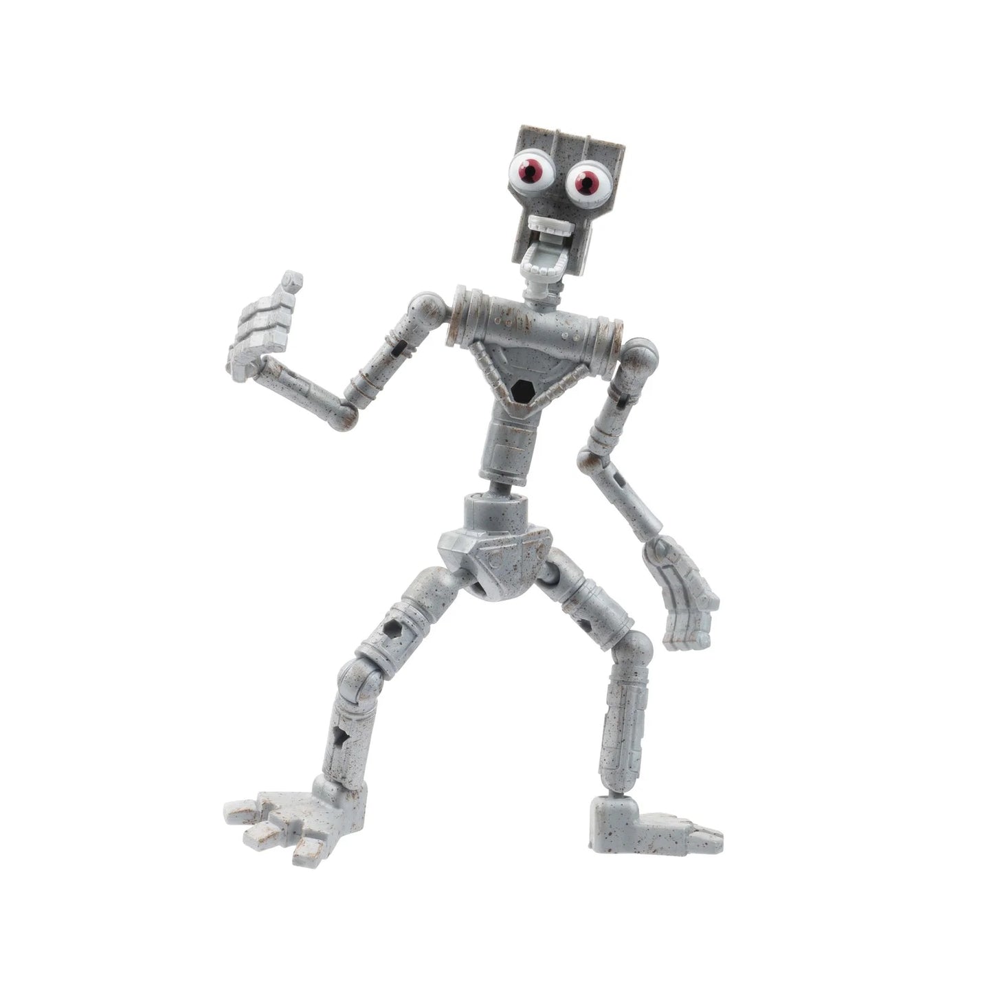 Toy robot figure on a white background