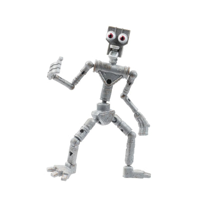 Toy robot figure on a white background