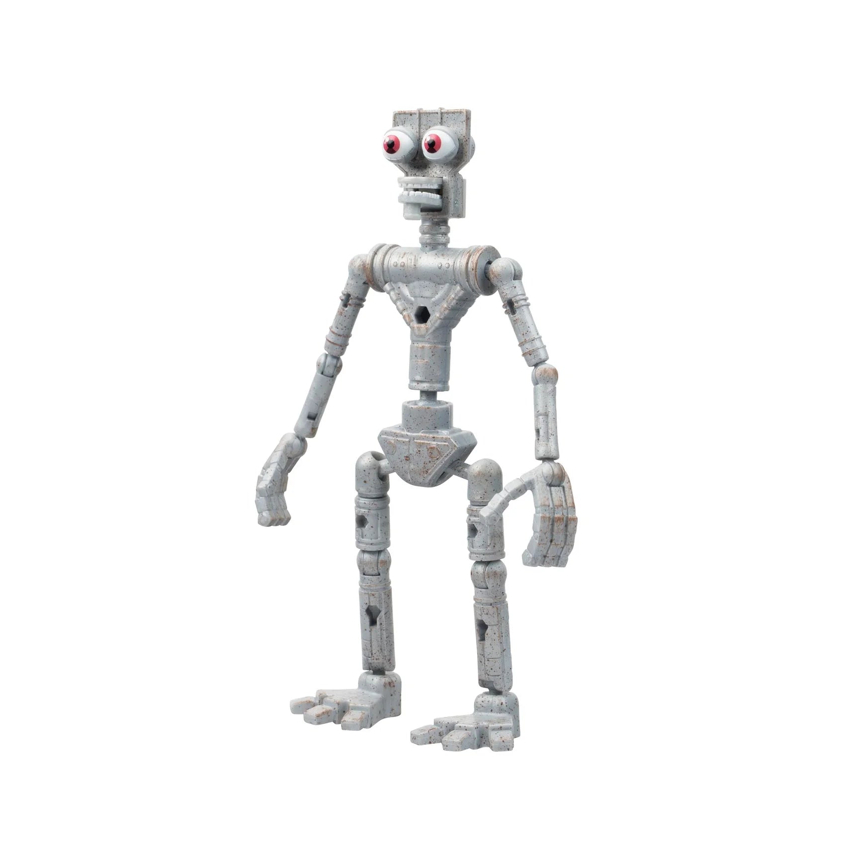 Toy robot figure on a white background
