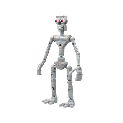 Toy robot figure on a white background
