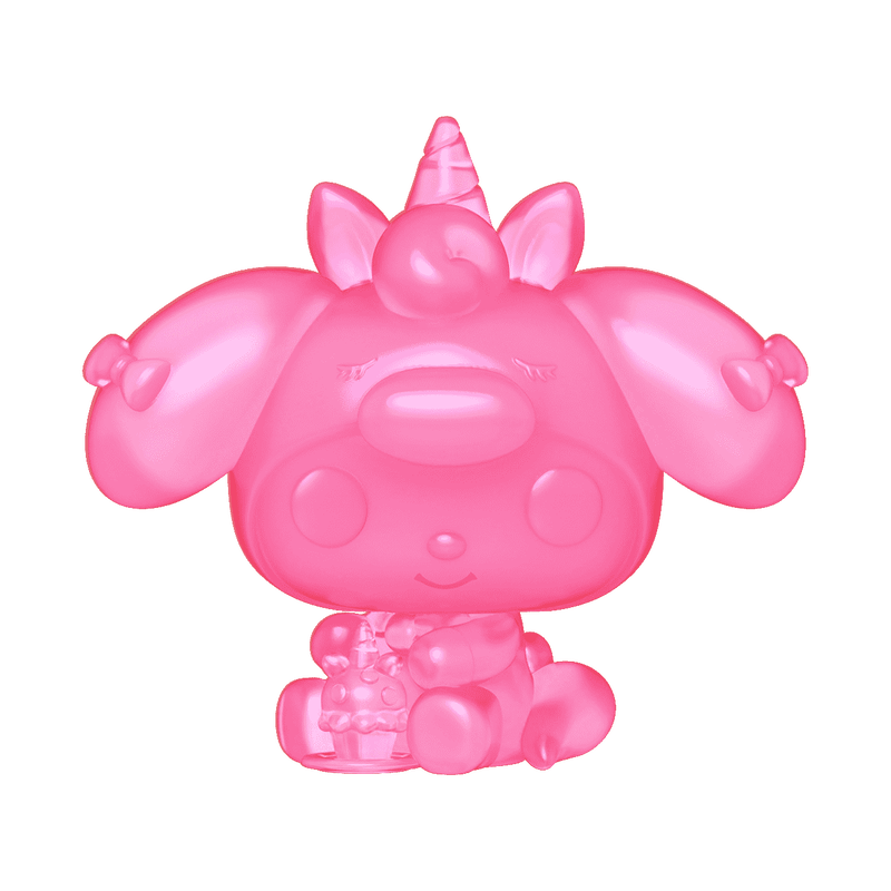 Pink unicorn dog toy on a white background
