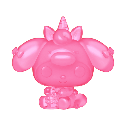 Pink unicorn dog toy on a white background