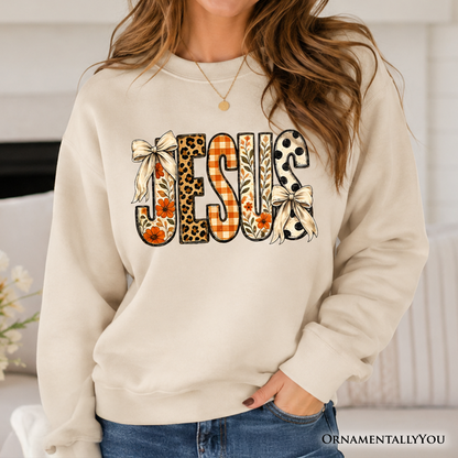 Jesus Coquette Fall Sweatshirt | Leopard Plaid | Choose Color