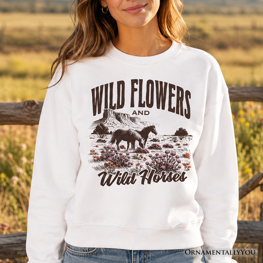 Wild Flowers & Wild Horses Sweatshirt | Retro Western Fall | Choose Color
