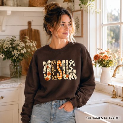 Jesus Coquette Fall Sweatshirt | Leopard Plaid | Choose Color