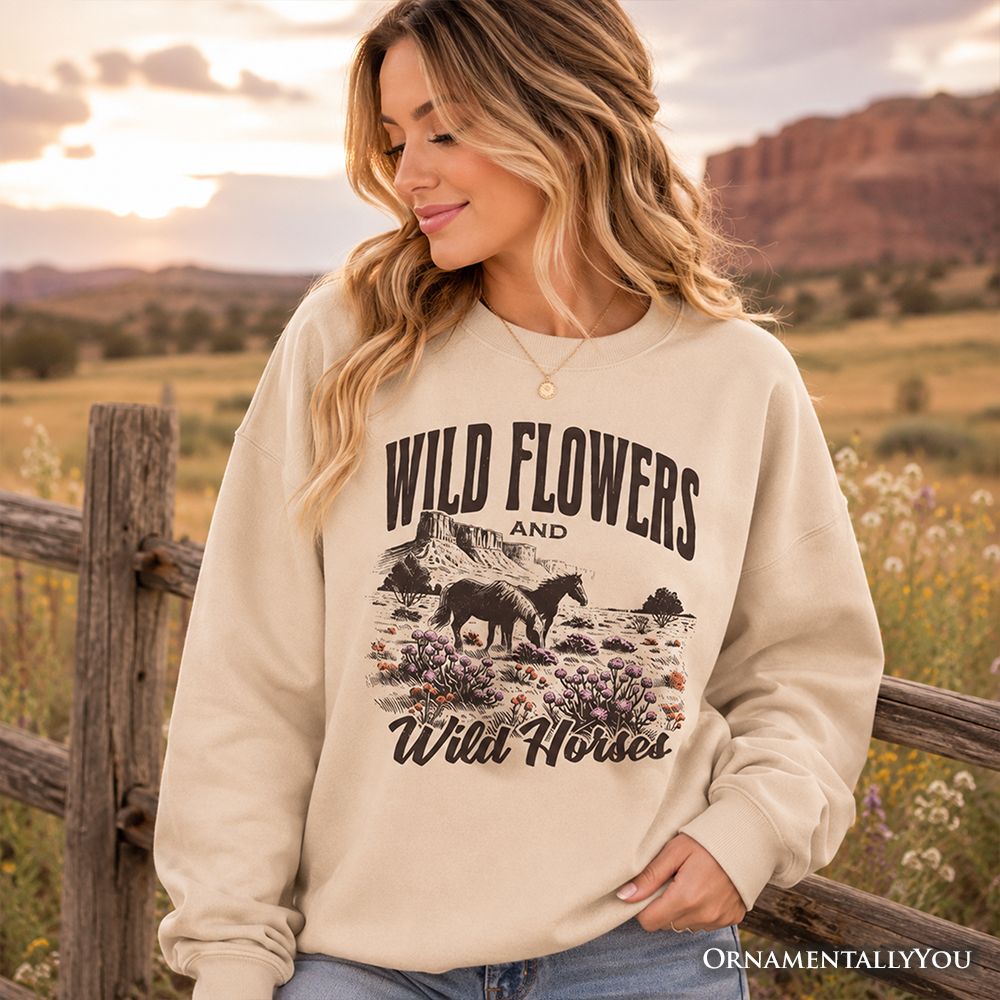 Wild Flowers & Wild Horses Sweatshirt | Retro Western Fall | Choose Color