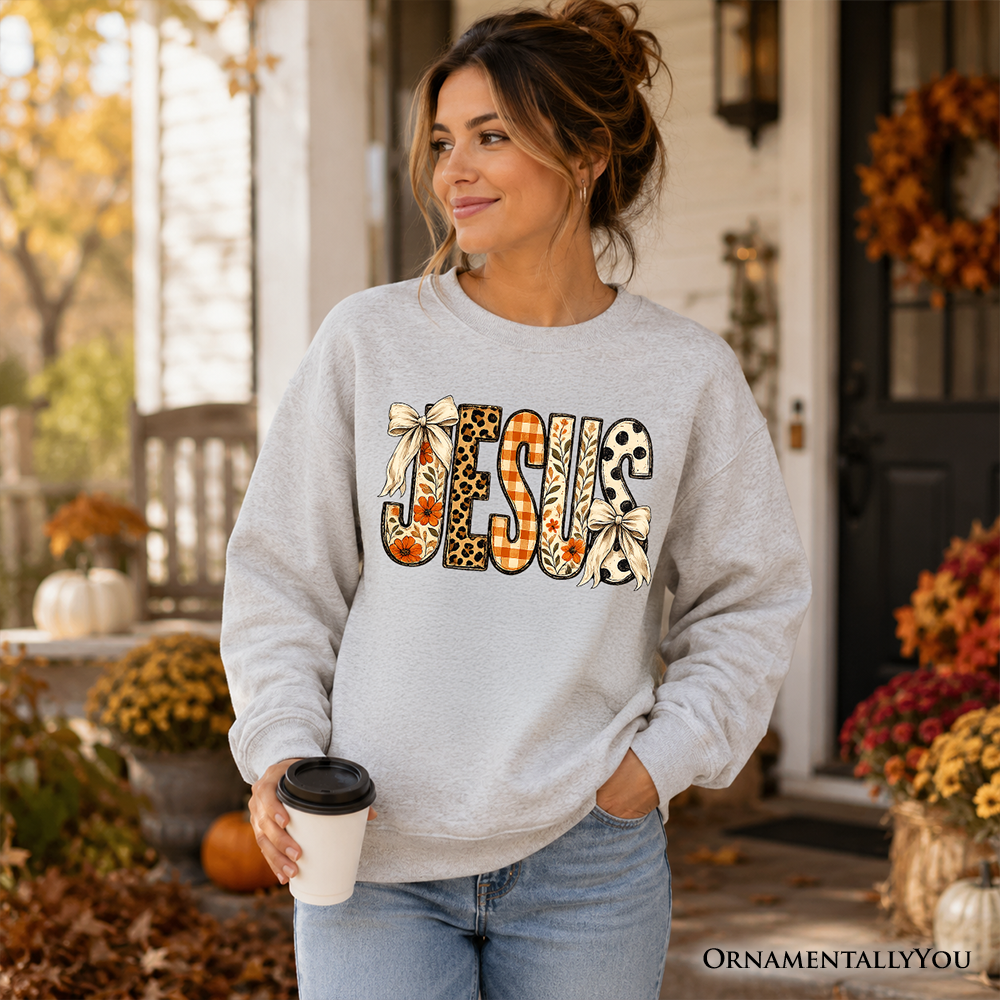Jesus Coquette Fall Sweatshirt | Leopard Plaid | Choose Color