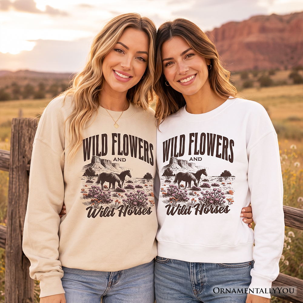 Wild Flowers & Wild Horses Sweatshirt | Retro Western Fall | Choose Color