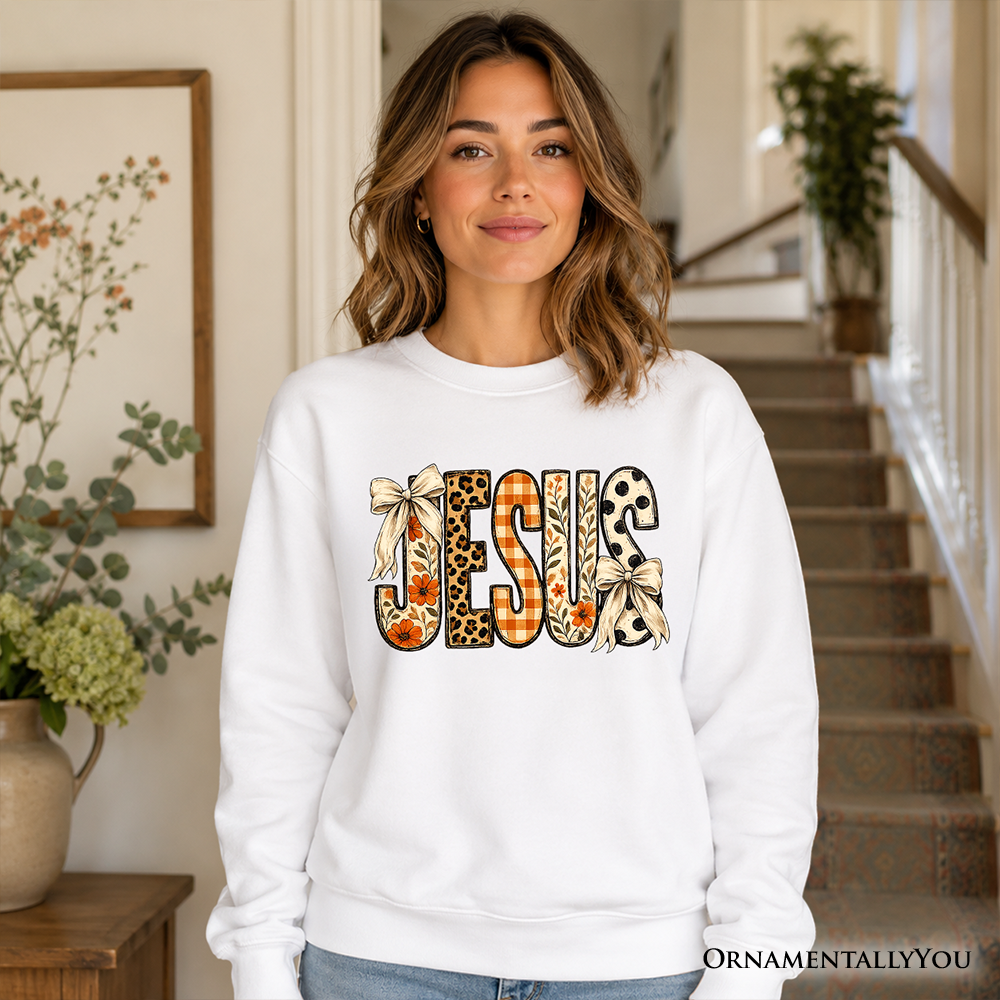 Jesus Coquette Fall Sweatshirt | Leopard Plaid | Choose Color