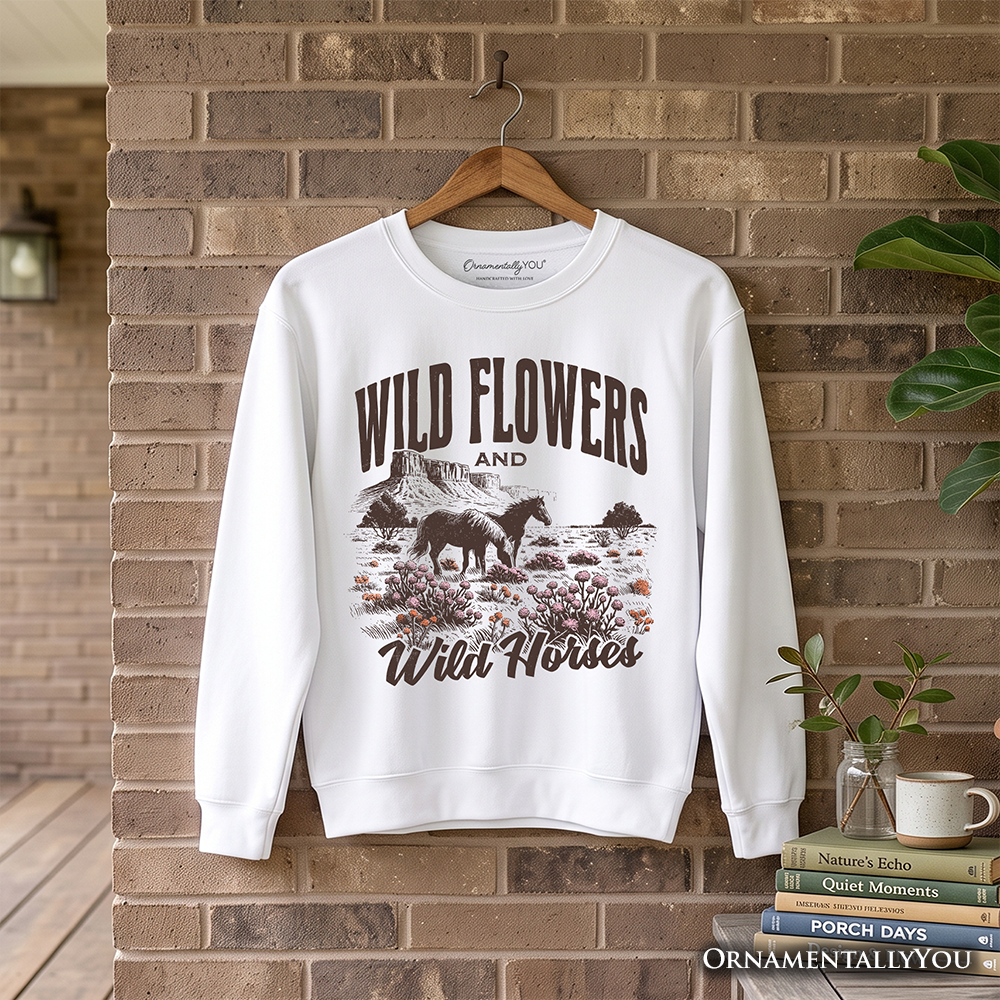 Wild Flowers & Wild Horses Sweatshirt | Retro Western Fall | Choose Color