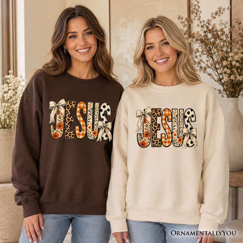 Jesus Coquette Fall Sweatshirt | Leopard Plaid | Choose Color