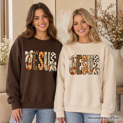Jesus Coquette Fall Sweatshirt | Leopard Plaid | Choose Color