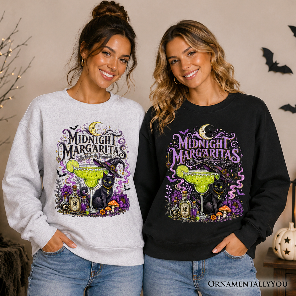 Midnight Margaritas Black Cat | Halloween Sweatshirt | Choose Color