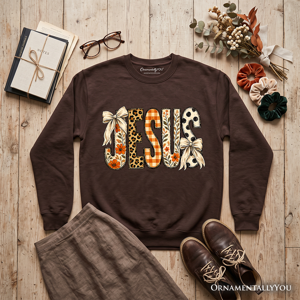 Jesus Coquette Fall Sweatshirt | Leopard Plaid | Choose Color