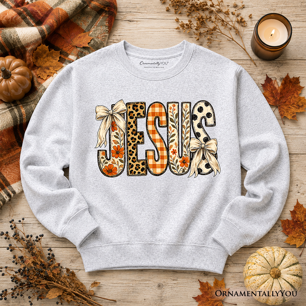 Jesus Coquette Fall Sweatshirt | Leopard Plaid | Choose Color