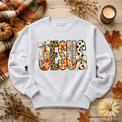 Jesus Coquette Fall Sweatshirt | Leopard Plaid | Choose Color