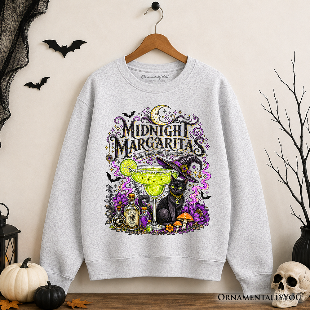 Midnight Margaritas Black Cat | Halloween Sweatshirt | Choose Color