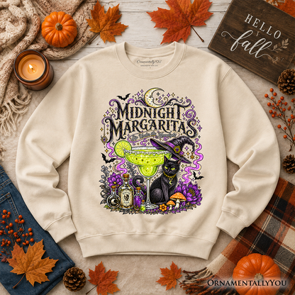 Midnight Margaritas Black Cat | Halloween Sweatshirt | Choose Color