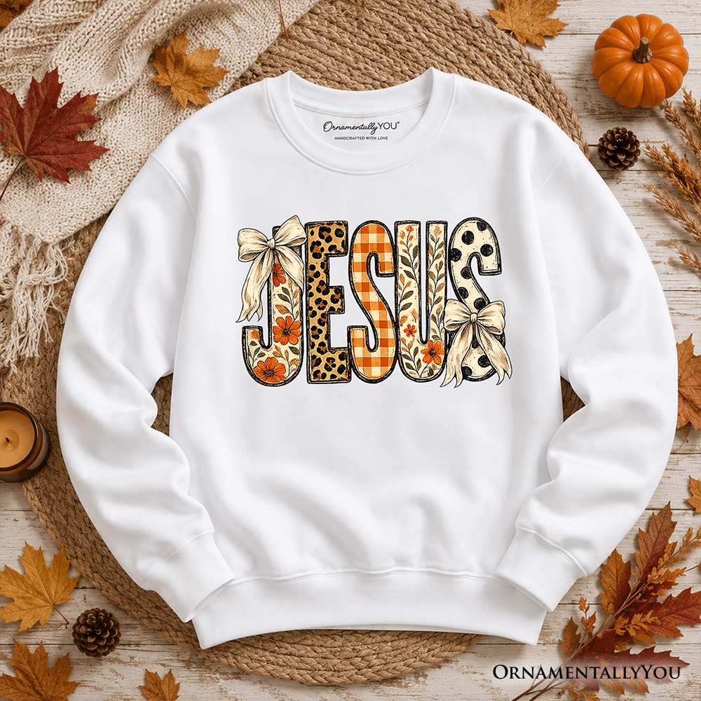 Jesus Coquette Fall Sweatshirt | Leopard Plaid | Choose Color