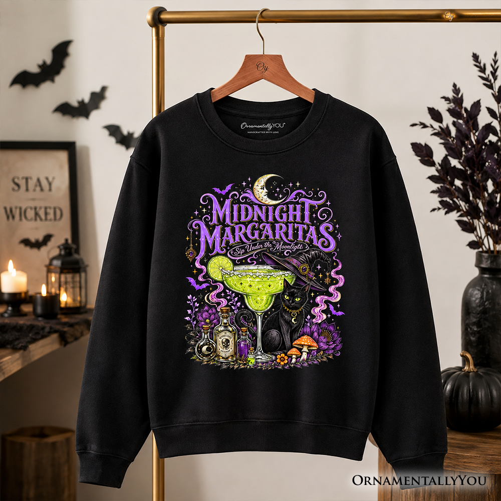 Midnight Margaritas Black Cat | Halloween Sweatshirt | Choose Color
