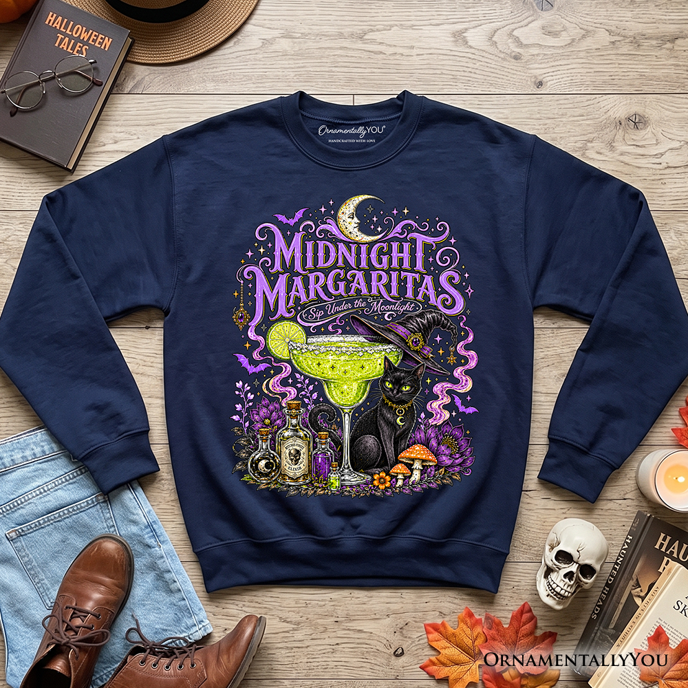 Midnight Margaritas Black Cat | Halloween Sweatshirt | Choose Color