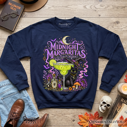 Midnight Margaritas Black Cat | Halloween Sweatshirt | Choose Color