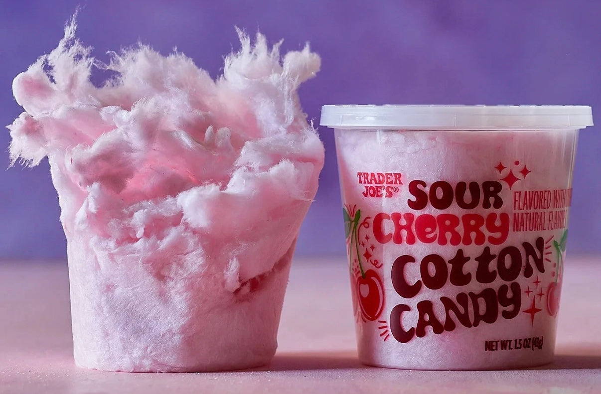 Trader Joe's Sour Cherry Cotton Candy Tub – 1.5 oz (4 Pack)