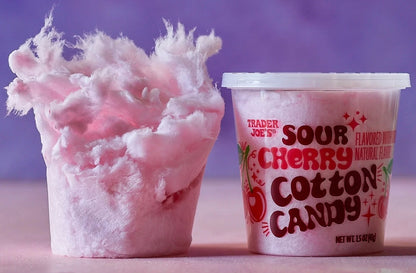 Trader Joe's Sour Cherry Cotton Candy Tub – 1.5 oz (4 Pack)