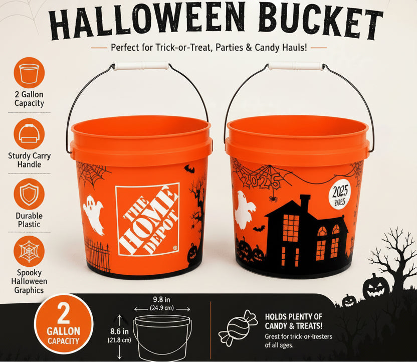 The Home Depot | 2 Gallon Halloween Bucket Set | Orange (2 in Set)