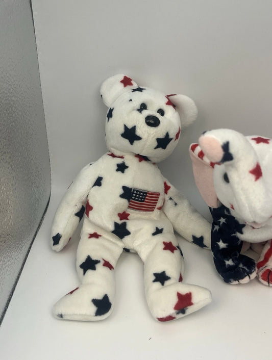 Ty Beanie Baby Lot of 3 Americana USA Bears No  Tags Excellent Condition