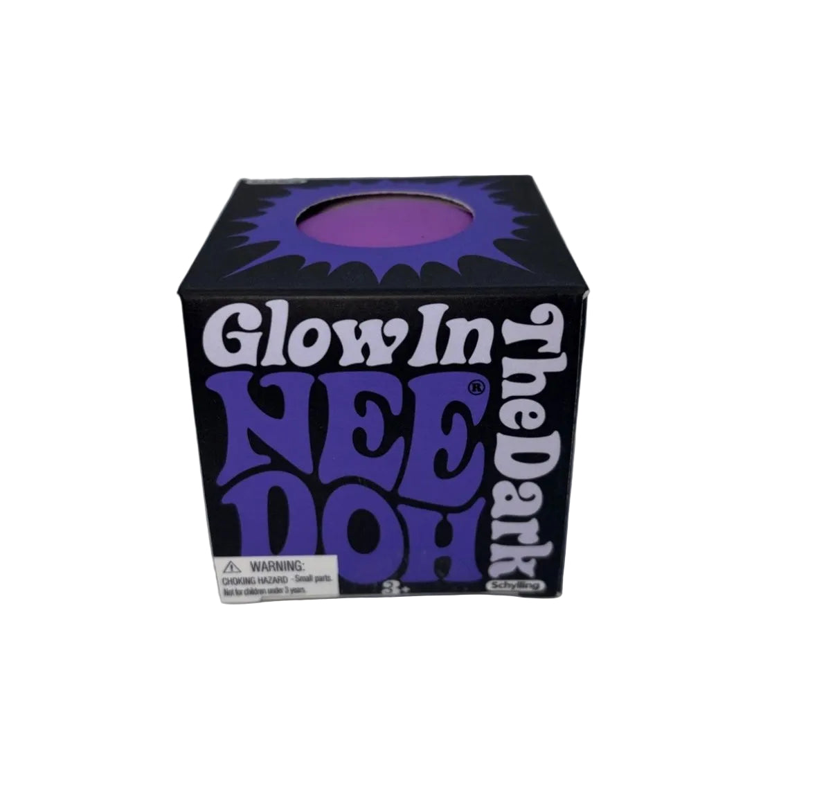 Black box with 'Glow In The Nee Doh' text on a white background