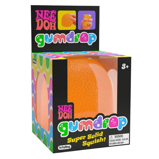 Box of Nee Doh gumdrop toy with colorful design on a white background