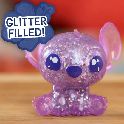 Disney Stitch Squish-a-Stitch Collectible Figures 2" Mystery Glitter Figurine Squishy Stress Relieving Fidget Blind Box (Random Color/Variant)