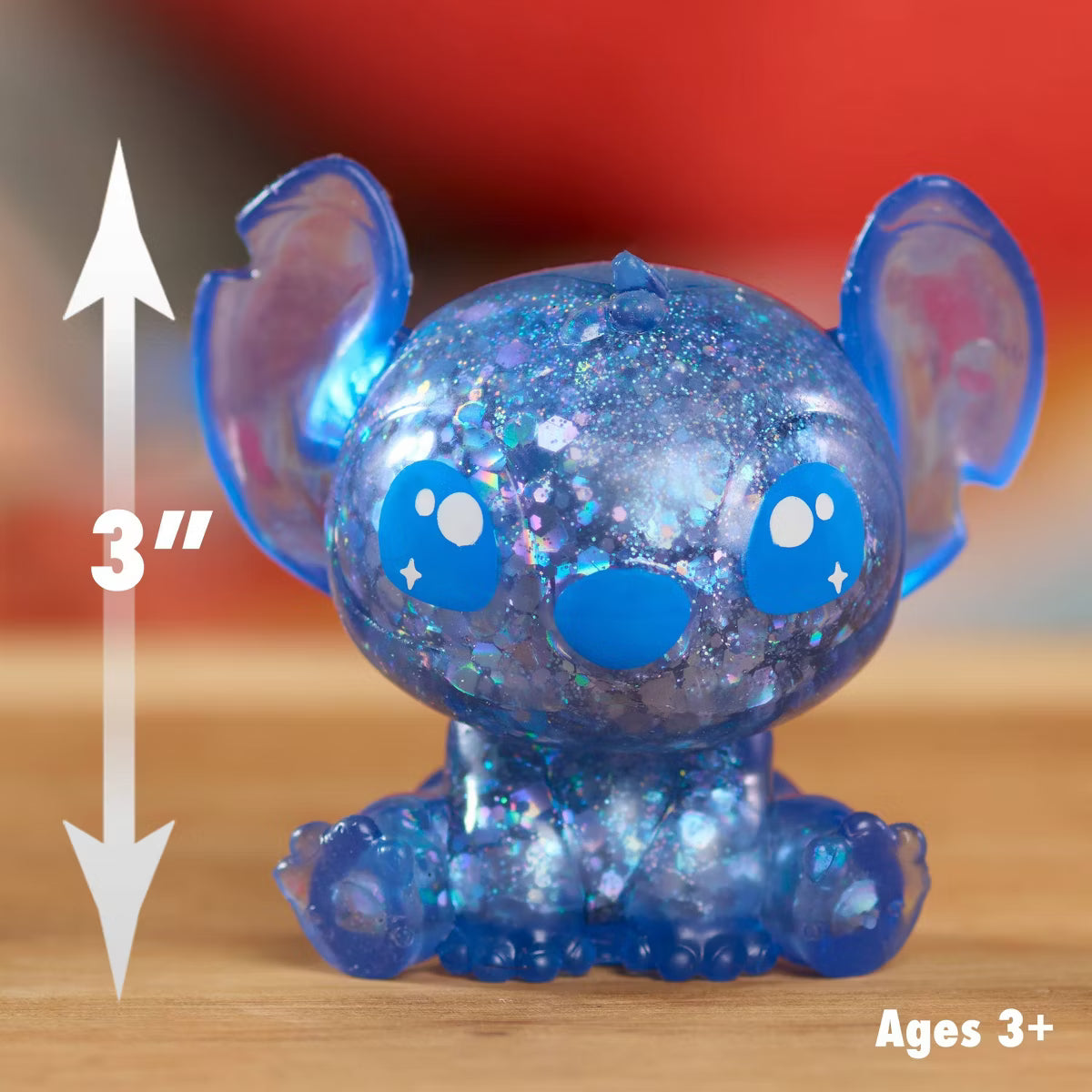 Disney Stitch Squish-a-Stitch Collectible Figures 2" Mystery Glitter Figurine Squishy Stress Relieving Fidget Blind Box (Random Color/Variant)