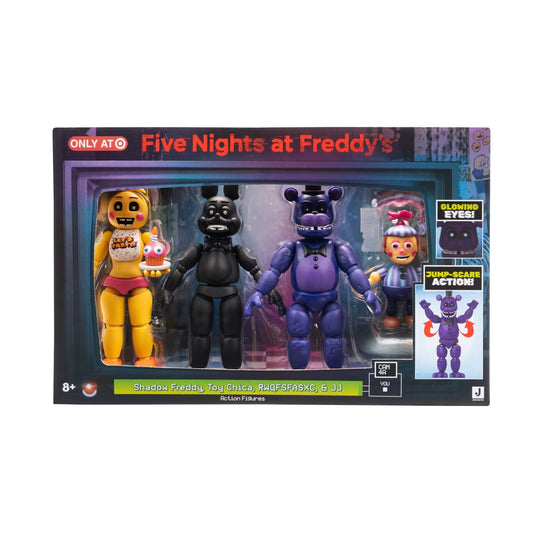 Five Nights at Freddy's | 4-Pack Figure Set | Toy Chica, Shadow Freddy & JJ